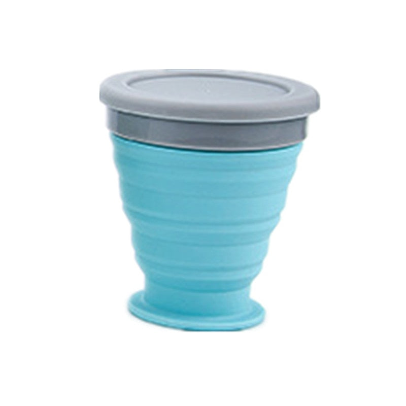 250ml NEW Portable Silicone Retractable Folding Cup with Lid Outdoor Drinking Cup Travel Camping