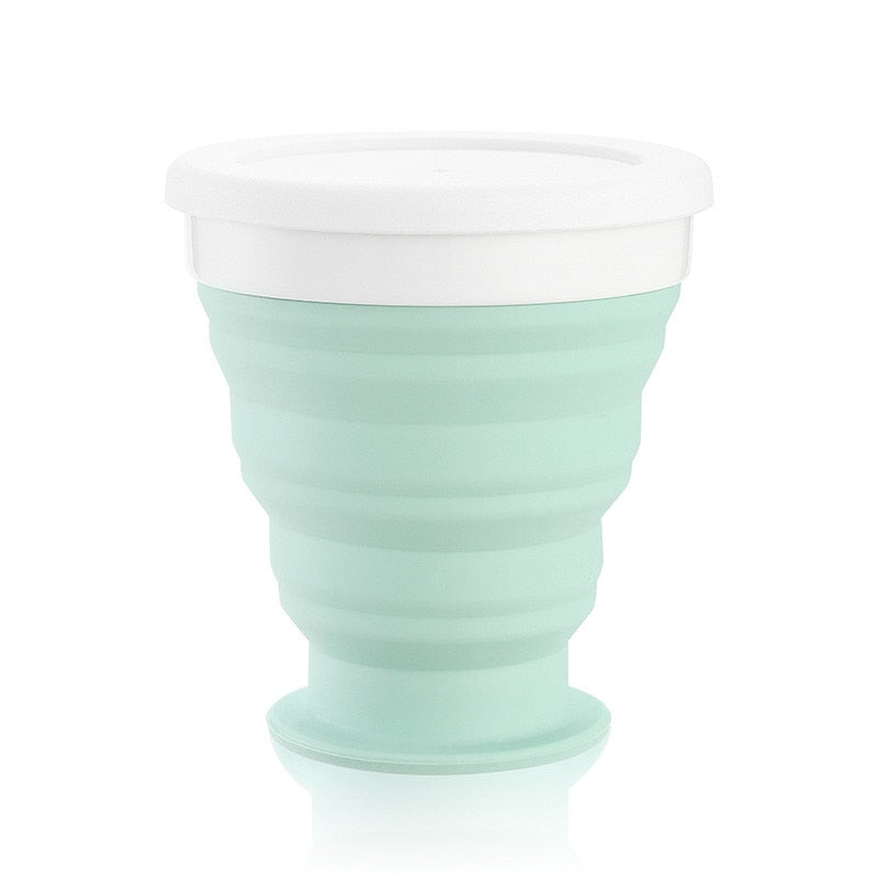 250ml NEW Portable Silicone Retractable Folding Cup with Lid Outdoor Drinking Cup Travel Camping