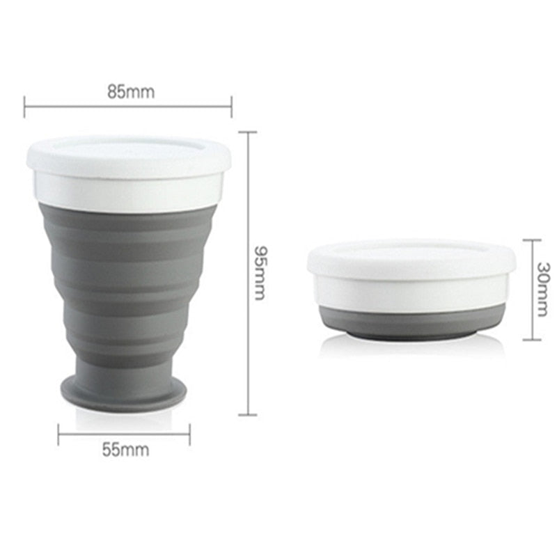 250ml NEW Portable Silicone Retractable Folding Cup with Lid Outdoor Drinking Cup Travel Camping