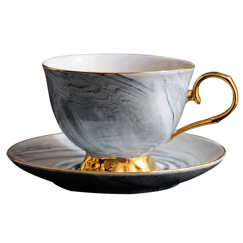 300ml Hand painted High-grade Coffee Cup Saucer Set European-style Marble Phnom Penh Ceramic