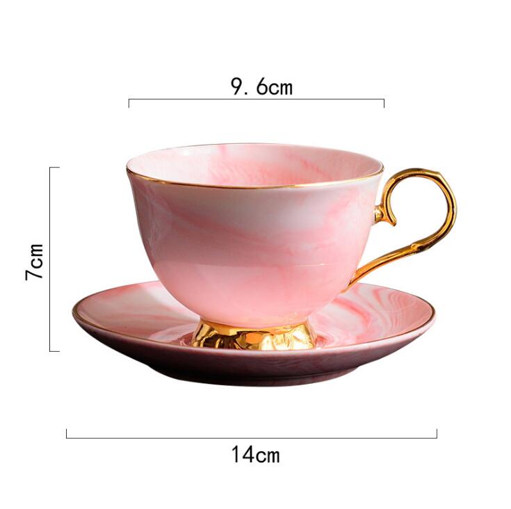 300ml Hand painted High-grade Coffee Cup Saucer Set European-style Marble Phnom Penh Ceramic