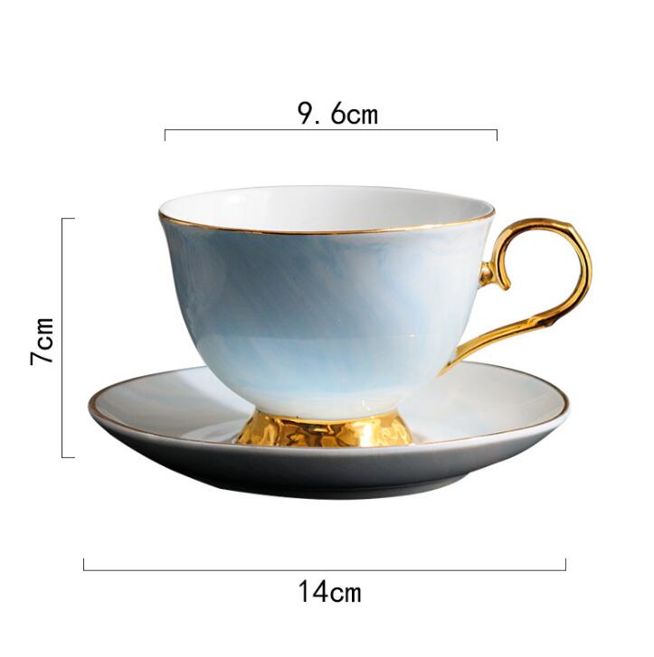 300ml Hand painted High-grade Coffee Cup Saucer Set European-style Marble Phnom Penh Ceramic