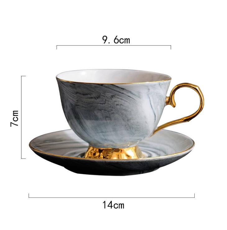 300ml Hand painted High-grade Coffee Cup Saucer Set European-style Marble Phnom Penh Ceramic