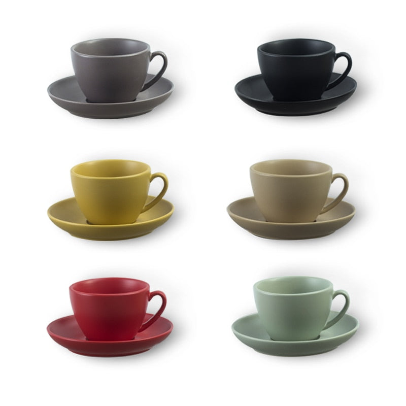 300ml colorful fashion quality ceramic Coffee Cup and Saucer matte finish cappuccino cups latte cups