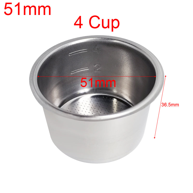 304 Stainless Steel Coffee Filter Basket Single 1 Cup Double 2 Cup 51/58mm Portafilter