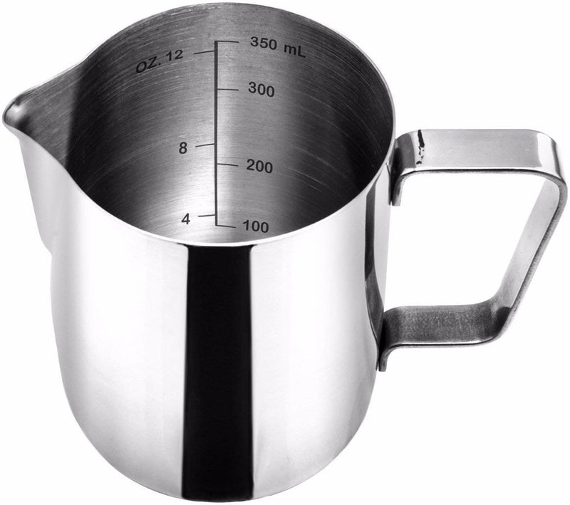 304 Stainless Steel Frothing Pitcher - Easy to Read Creamer Measurements Inside - set of 2(350ml +