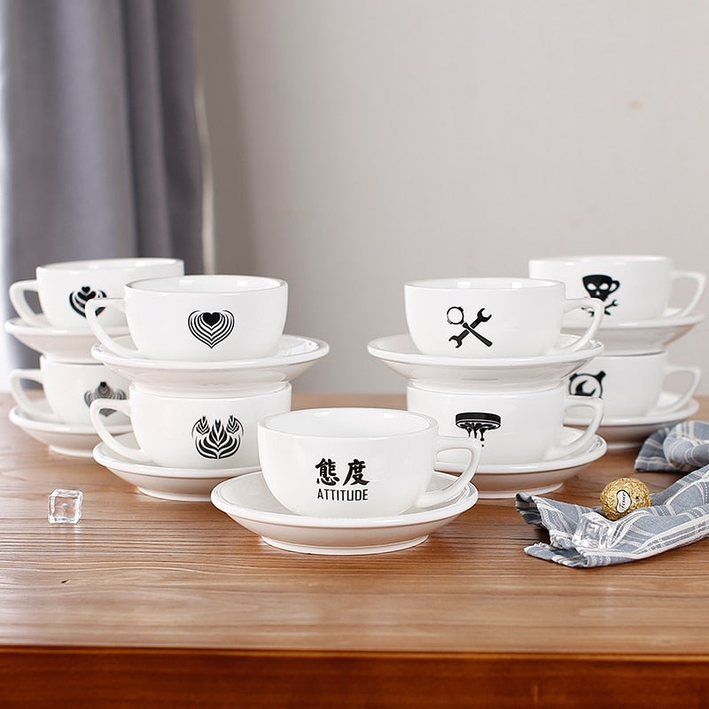 320 ml Barista latte art cup and saucer for WLAC championship hiroshi cup porcelain white cups
