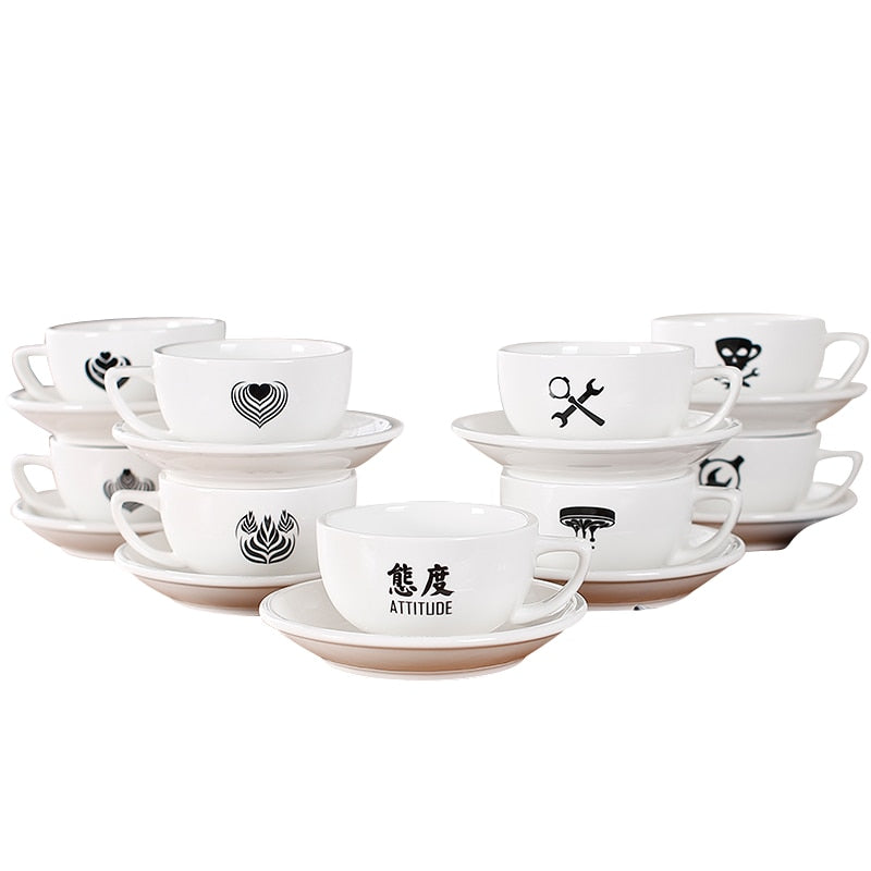 320 ml Barista latte art cup and saucer for WLAC championship hiroshi cup porcelain white cups