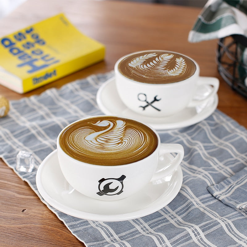 320 ml Barista latte art cup and saucer for WLAC championship hiroshi cup porcelain white cups