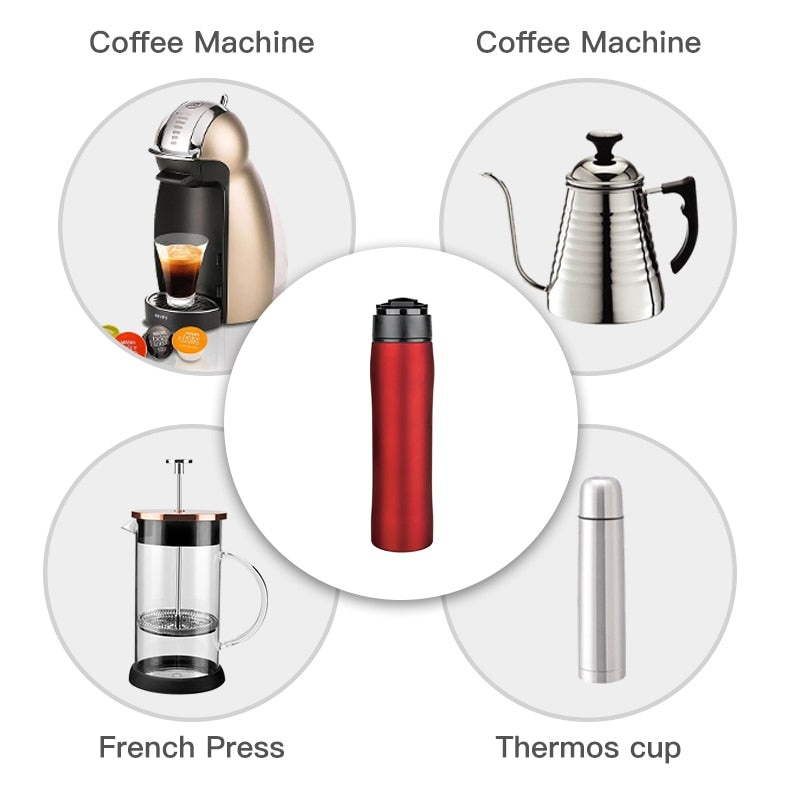 350ML French Press Stianless Steel Portable Coffee Press Maker Tarvel With Coffee Plunger Filter