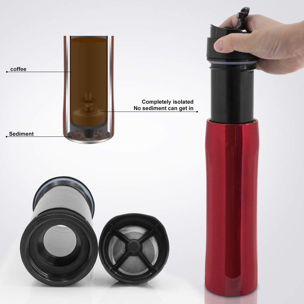 350ML French Press Stianless Steel Portable Coffee Press Maker Tarvel With Coffee Plunger Filter