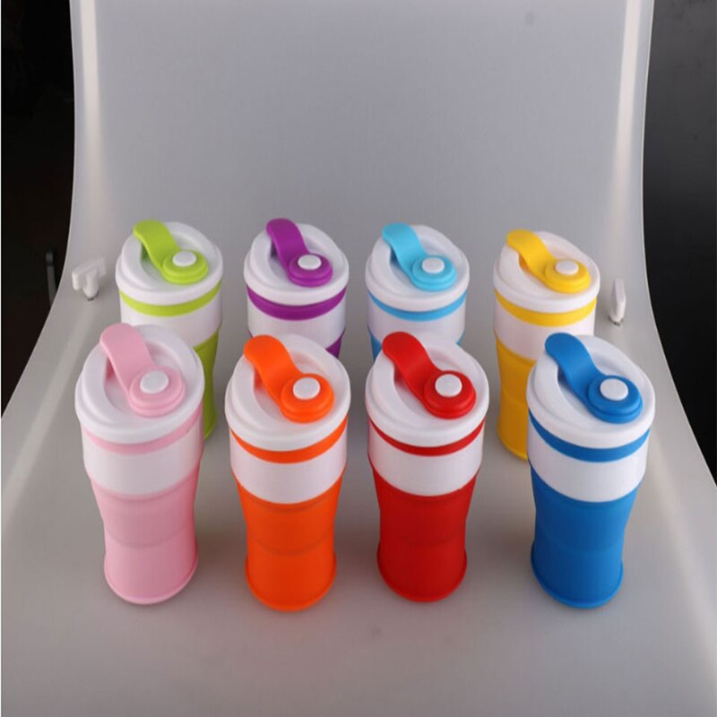 350ml Travel Silicone Mugs Retractable Folding Water Cup For Outdoor Telescopic Collapsible Cups