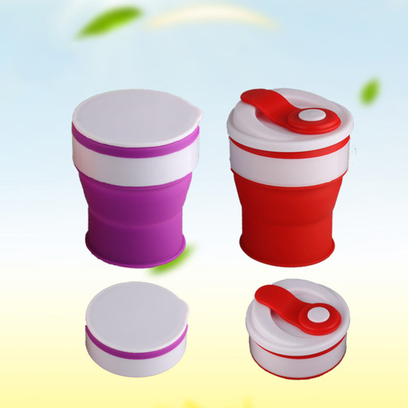 350ml Travel Silicone Mugs Retractable Folding Water Cup For Outdoor Telescopic Collapsible Cups