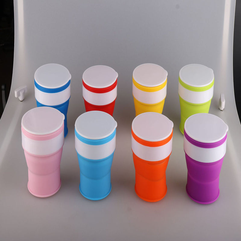 350ml Travel Silicone Mugs Retractable Folding Water Cup For Outdoor Telescopic Collapsible Cups