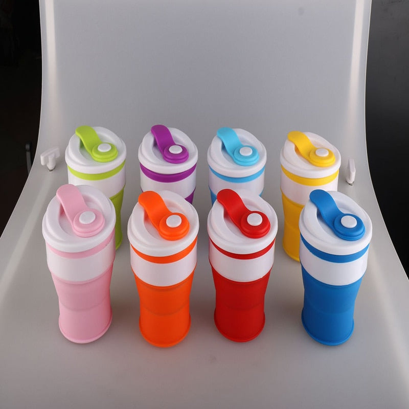 350ml Travel Silicone Mugs Retractable Folding Water Cup For Outdoor Telescopic Collapsible Cups