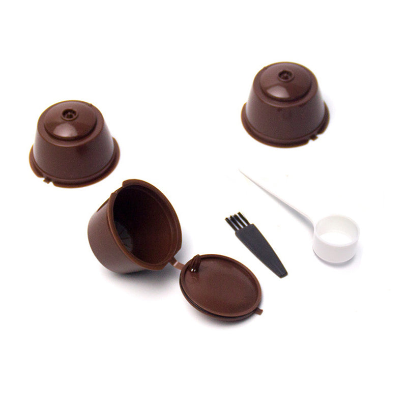 3Pcs Eco-friendly Reusable Coffee Capsule set Scoop Brush Food Grade Plastic PP Coffee Filter