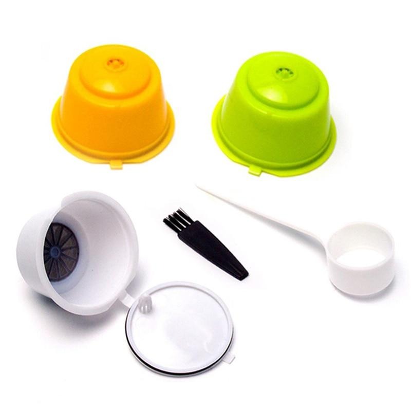 3Pcs Eco-friendly Reusable Coffee Capsule set Scoop Brush Food Grade Plastic PP Coffee Filter