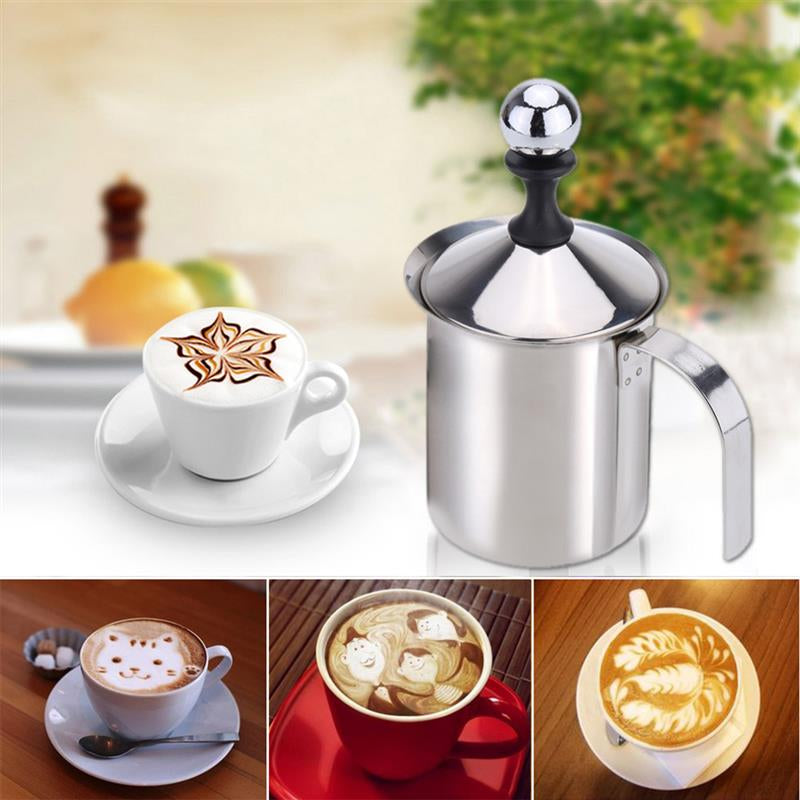 400ml Manual Coffee Frother Creamer Stainless Steel Manual Milk Frother Foam Maker Coffee milk
