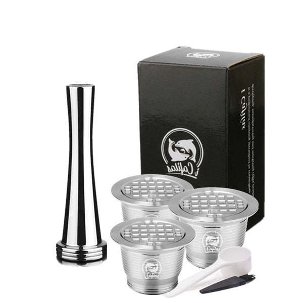 Nespresso Stainless Steel Refillable Coffee Capsule New Version Tamper Reusable Coffee