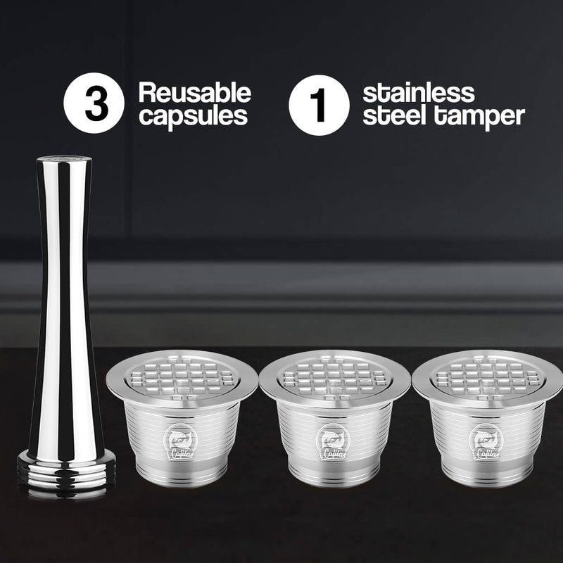 Nespresso Stainless Steel Refillable Coffee Capsule New Version Tamper Reusable Coffee