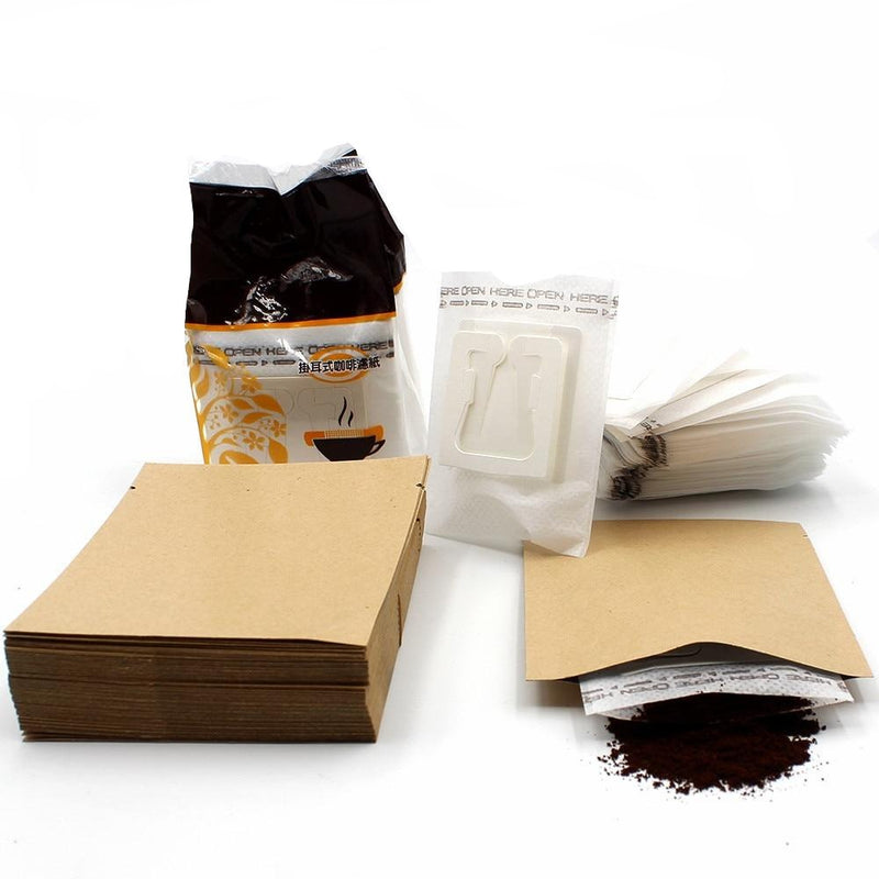 50/100/200 Set Combination Coffee Filter Bags and Kraft Paper Coffee Bag,Portable Office Travel Drip