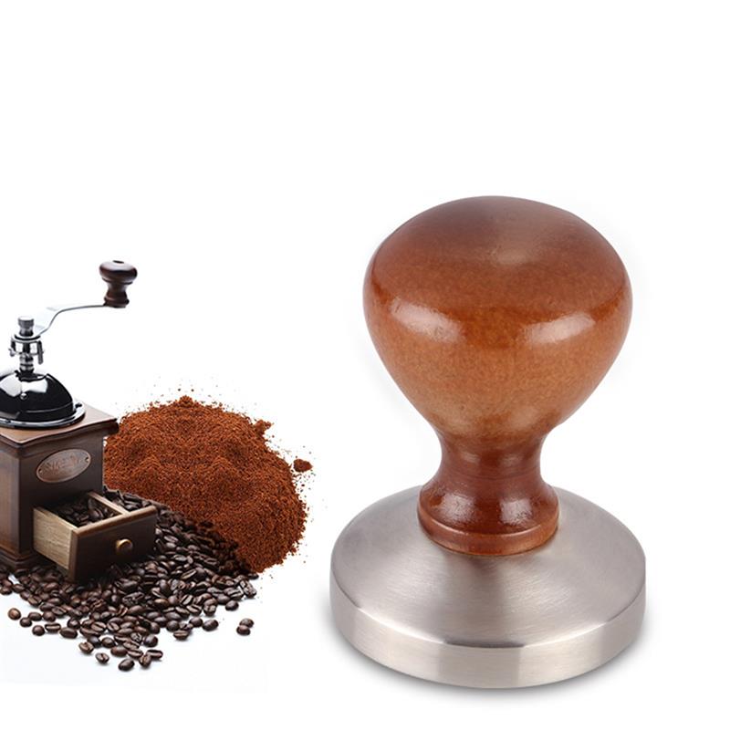 58mm Coffee Tamper Chacate Preto Wooden Tamper Coffee Powder Hammer with 304 Stainless Steel Base
