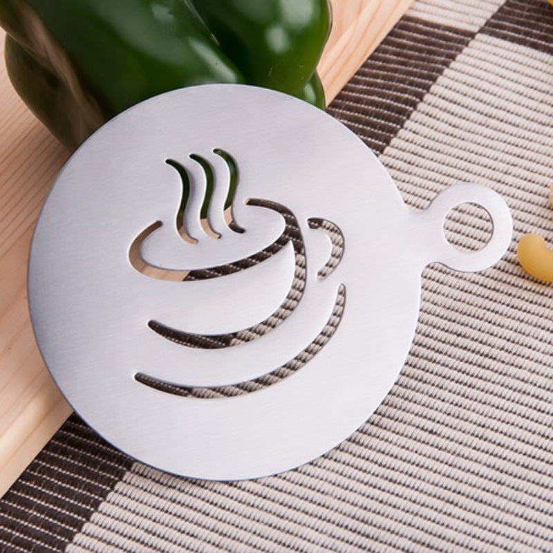 6 pcs/set Stainless Steel Coffee Mold Cappuccino Latte Decorating Tools Milk Cupcake Decoration