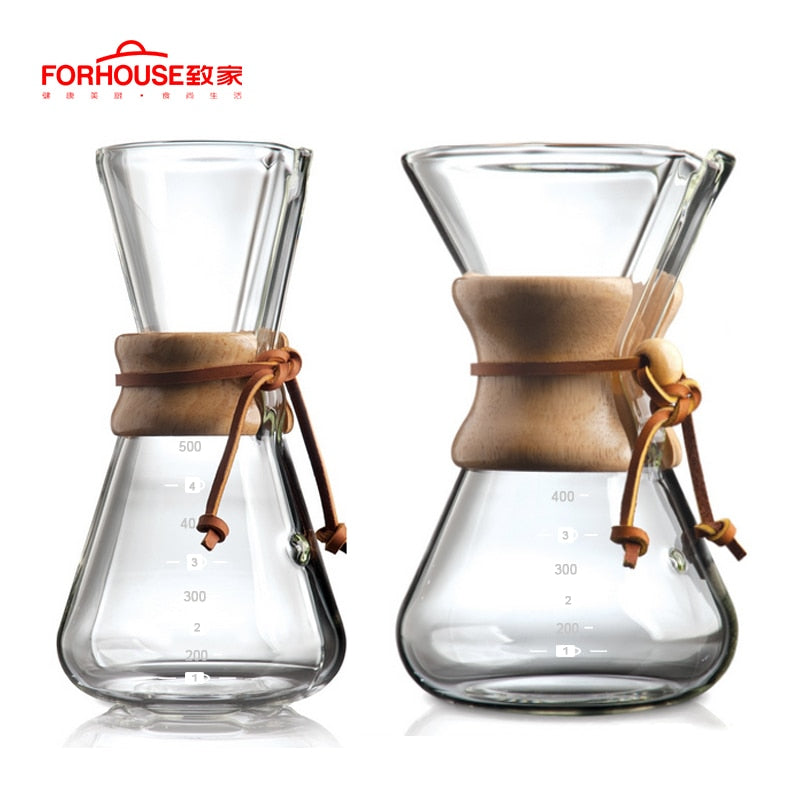 600ml/800ml Heat Resistant Glass Coffee Pot Coffee Brewer Cups Counted Coffee Maker Barista