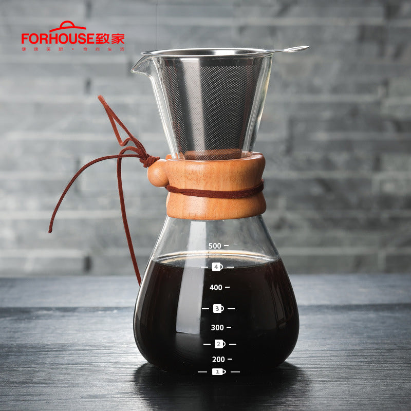 600ml/800ml Heat Resistant Glass Coffee Pot Coffee Brewer Cups Counted Coffee Maker Barista