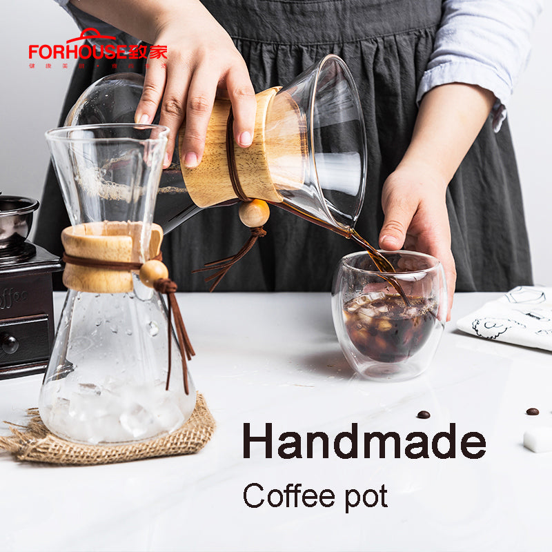600ml/800ml Heat Resistant Glass Coffee Pot Coffee Brewer Cups Counted Coffee Maker Barista