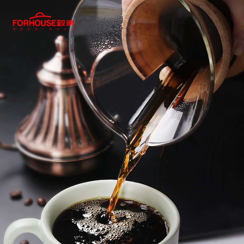 600ml/800ml Heat Resistant Glass Coffee Pot Coffee Brewer Cups Counted Coffee Maker Barista