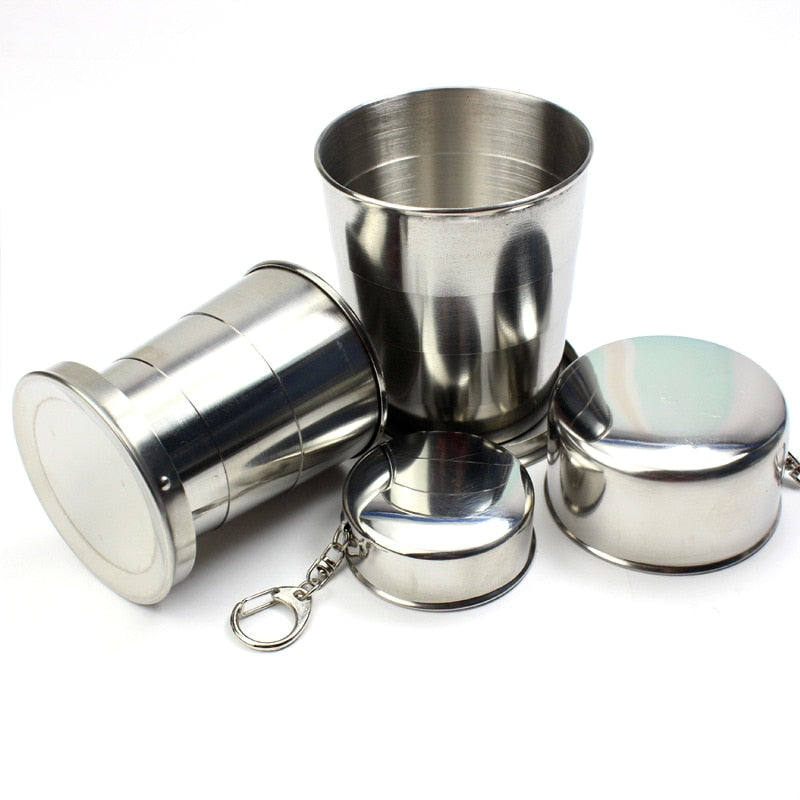60ml/150ml/250ml 1pcs Stainless Steel Folding Cup Portable Outdoor Travel Camping Telescopic Cup