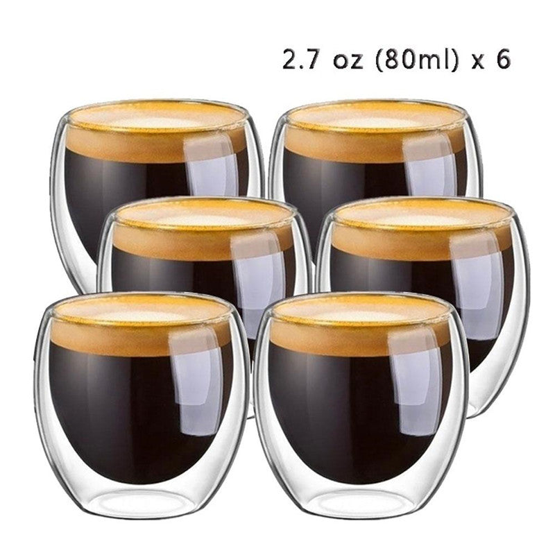 80/250/350/450ml Heat-resistant Double Wall Glass Cup Beer Coffee Cups Handmade Healthy Drink Mug