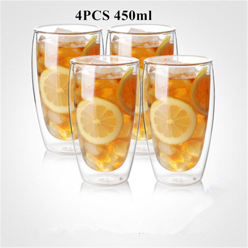 80/250/350/450ml Heat-resistant Double Wall Glass Cup Beer Coffee Cups Handmade Healthy Drink Mug