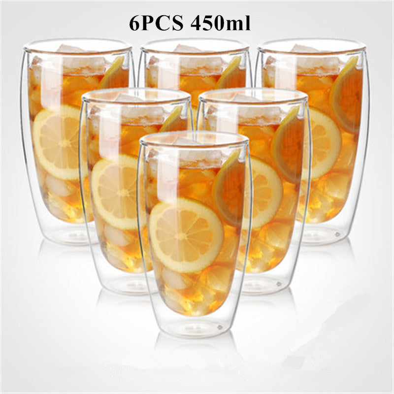 80/250/350/450ml Heat-resistant Double Wall Glass Cup Beer Coffee Cups Handmade Healthy Drink Mug