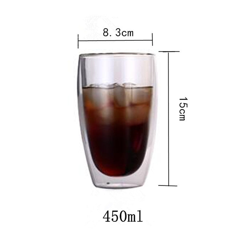 80/250/350/450ml Heat-resistant Double Wall Glass Cup Beer Coffee Cups Handmade Healthy Drink Mug