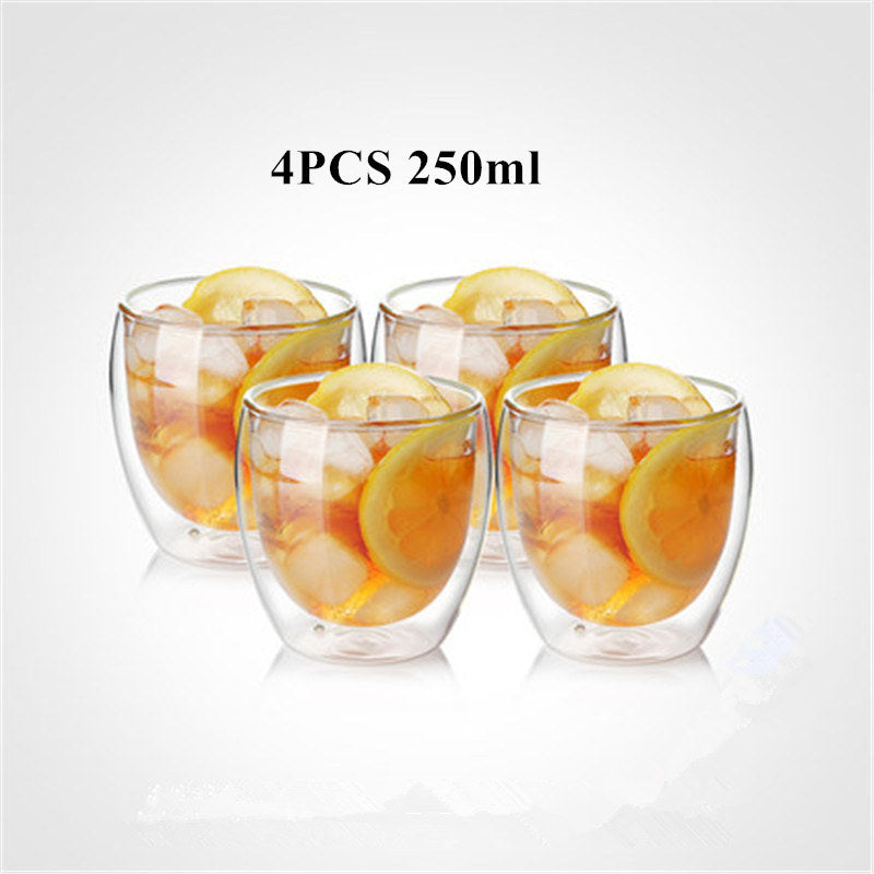 80/250/350/450ml Heat-resistant Double Wall Glass Cup Beer Coffee Cups Handmade Healthy Drink Mug