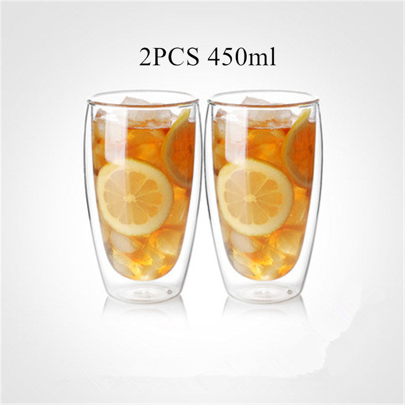 80/250/350/450ml Heat-resistant Double Wall Glass Cup Beer Coffee Cups Handmade Healthy Drink Mug