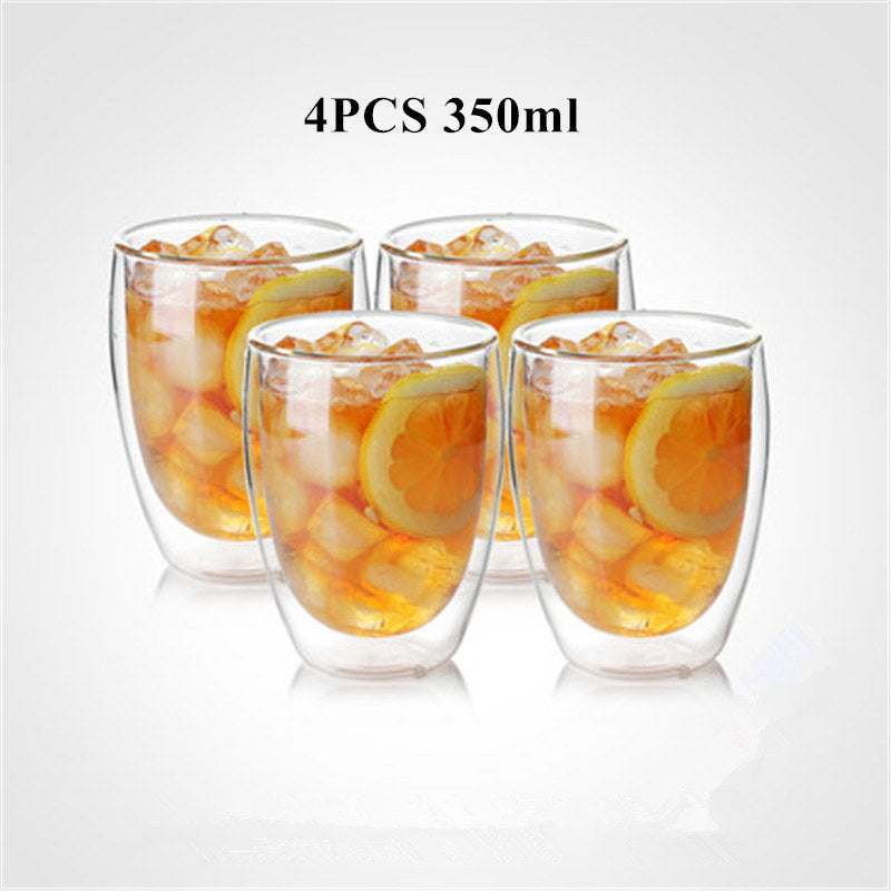 80/250/350/450ml Heat-resistant Double Wall Glass Cup Beer Coffee Cups Handmade Healthy Drink Mug