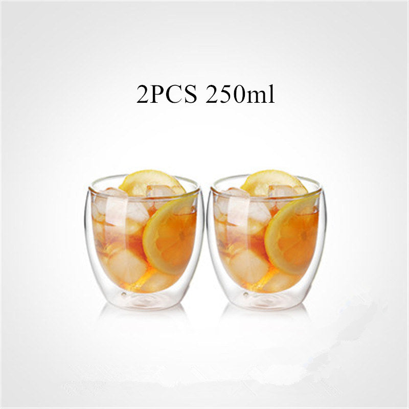 80/250/350/450ml Heat-resistant Double Wall Glass Cup Beer Coffee Cups Handmade Healthy Drink Mug