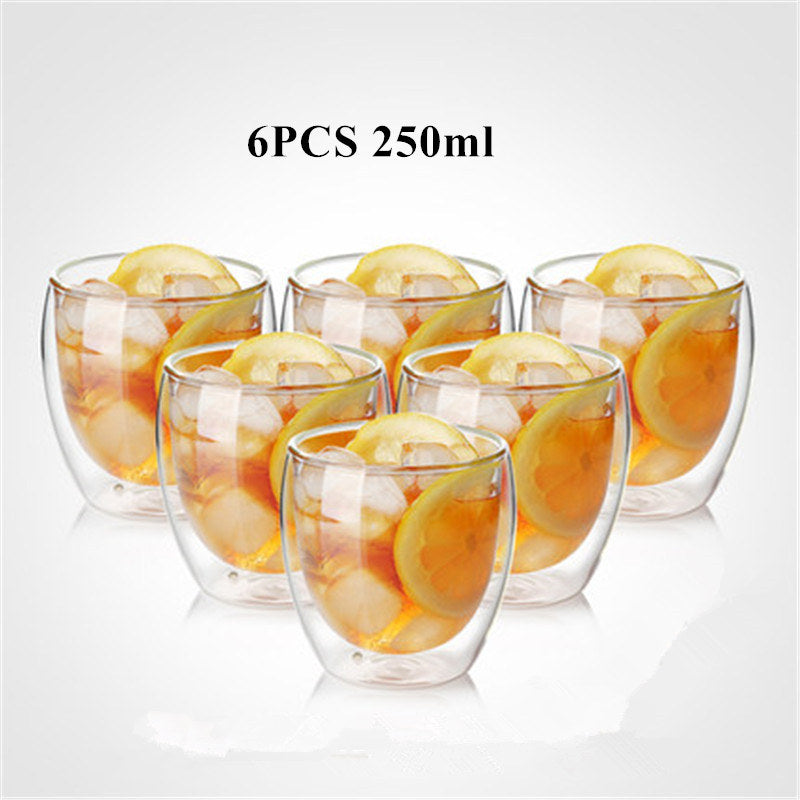 80/250/350/450ml Heat-resistant Double Wall Glass Cup Beer Coffee Cups Handmade Healthy Drink Mug