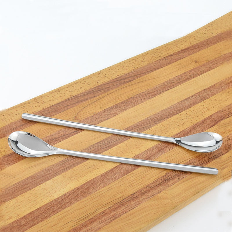 9'' 304 Stainless Steel Teaspoon Long Handled Drink Coffee Scoop Honey Dessert Fruit Juice Mixing