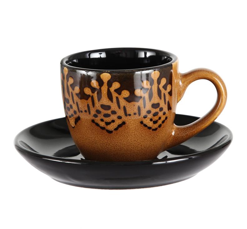 90ml Espresso Coffee Cup Saucer Set Creative Hand-painted Trumpet Small Capacity Mini Latte Coffee