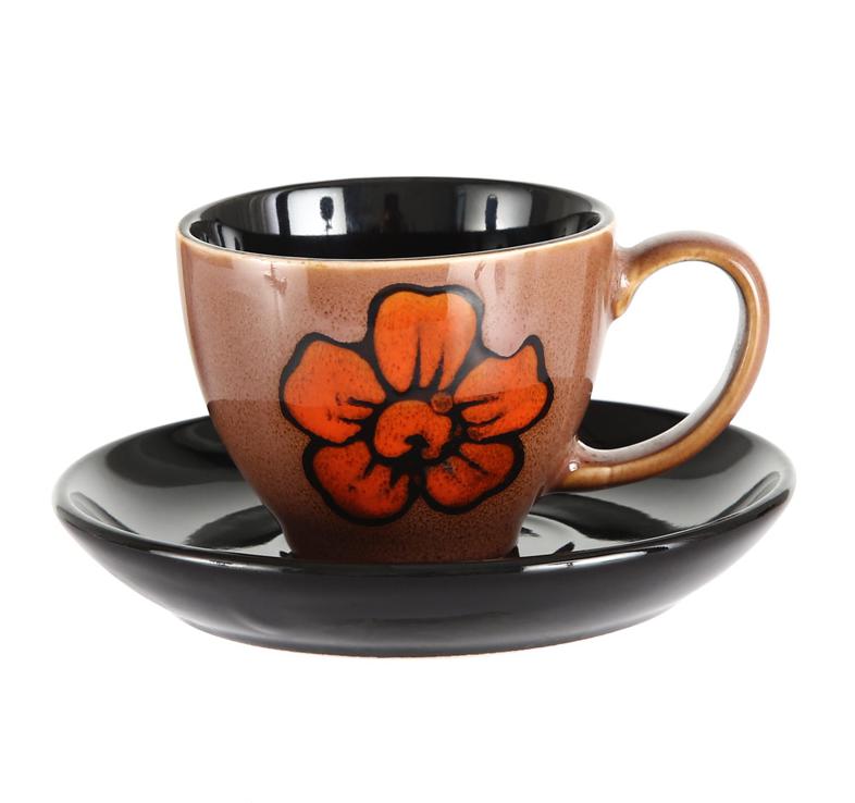 90ml Espresso Coffee Cup Saucer Set Creative Hand-painted Trumpet Small Capacity Mini Latte Coffee