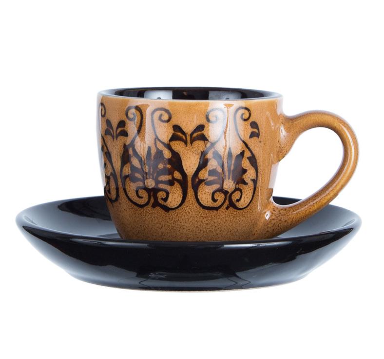 90ml Espresso Coffee Cup Saucer Set Creative Hand-painted Trumpet Small Capacity Mini Latte Coffee