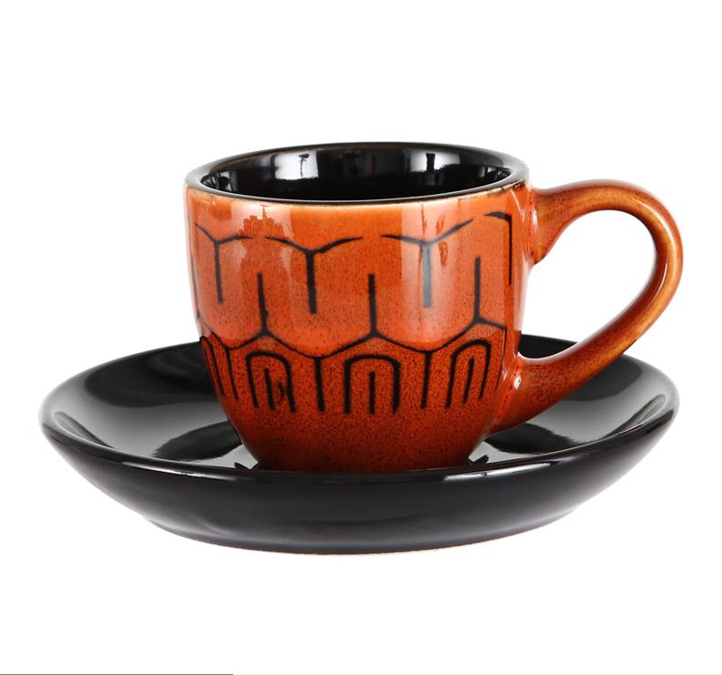 90ml Espresso Coffee Cup Saucer Set Creative Hand-painted Trumpet Small Capacity Mini Latte Coffee