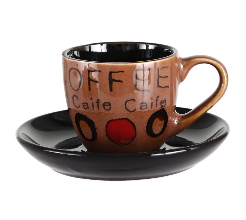 90ml Espresso Coffee Cup Saucer Set Creative Hand-painted Trumpet Small Capacity Mini Latte Coffee