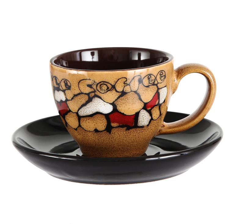 90ml Espresso Coffee Cup Saucer Set Creative Hand-painted Trumpet Small Capacity Mini Latte Coffee