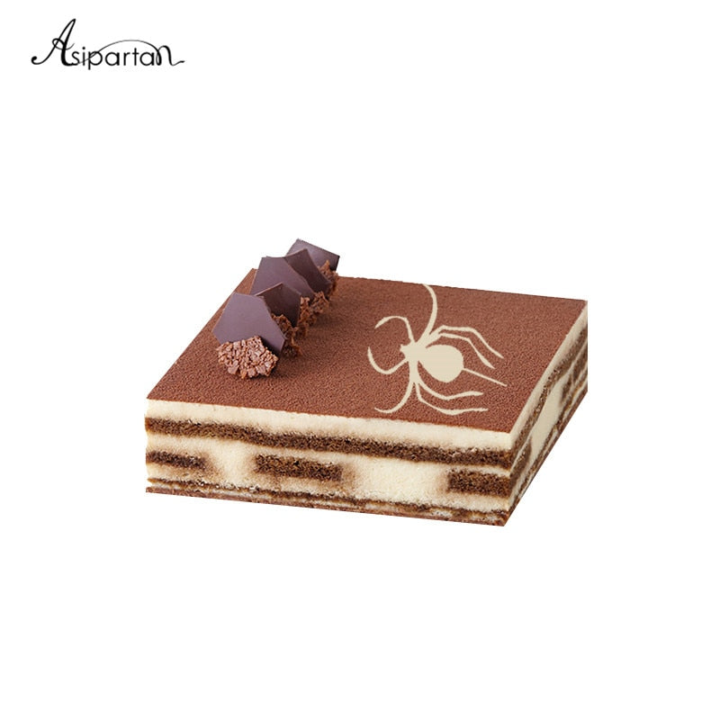 Asipartan 6pcs Owl Bat Tree Halloween Coffee Pull Flower Mold Cake Decorating Tool Cookie Stencil