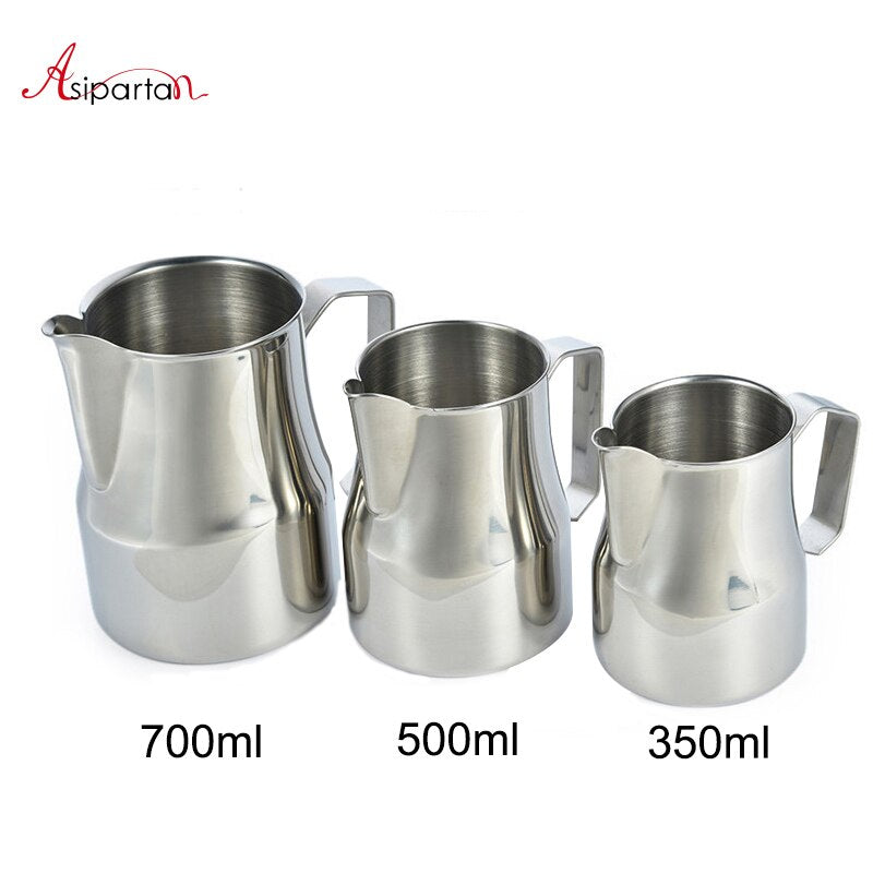 Asipartan Stainless Steel Milk Frothing Jug Espresso Coffee Pitcher Cup 350/500/750ml Cappuccino